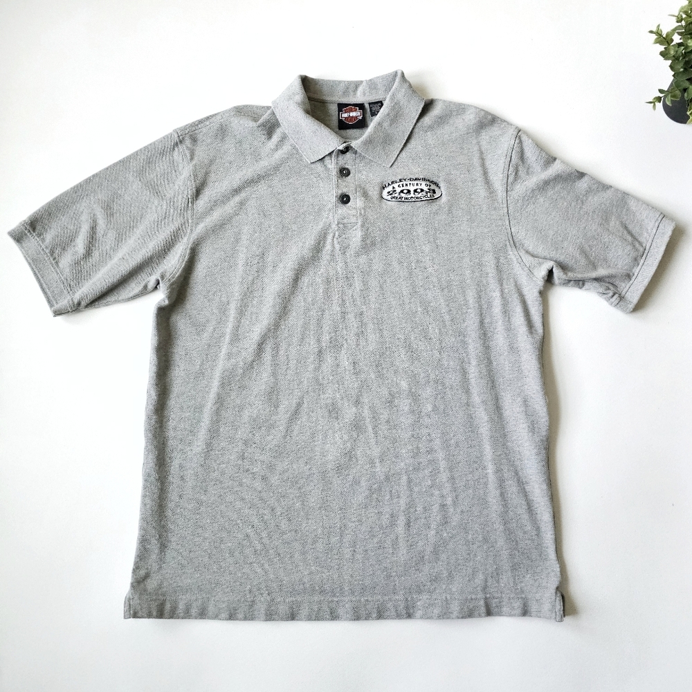 Harley-Davidson 2003 100th Anniversary Polo Shirt Men’s Large Myrtle Beach Gray